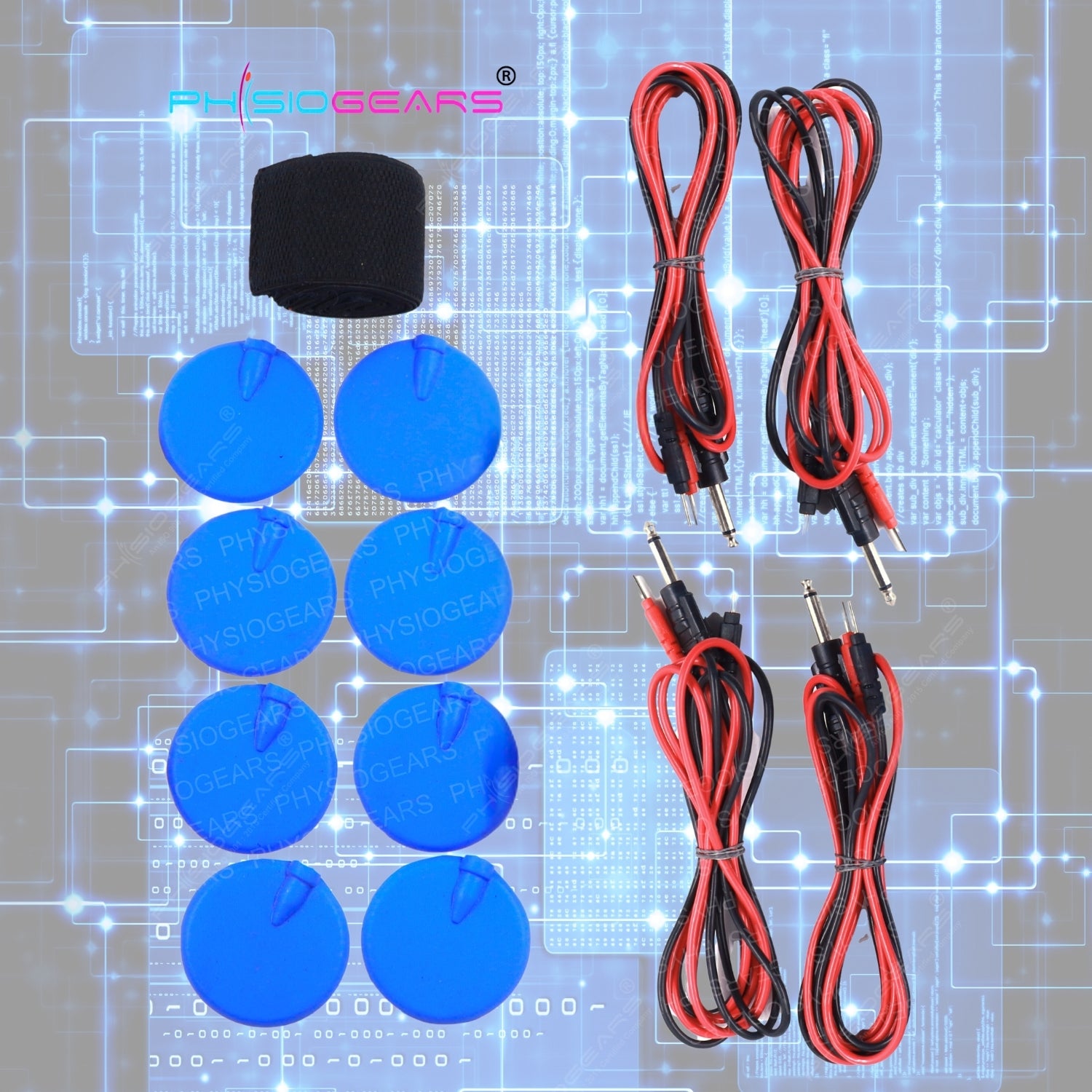 4 Channel TENS Kit (4 Wire, 8 Pads, 1 Velcro)