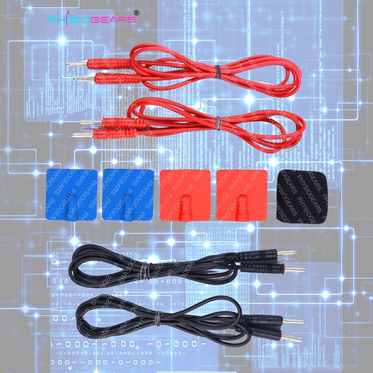 Muscle Stimulator 4 Pin Kit (4 Wire, 4 Pads, 1 Velcro)