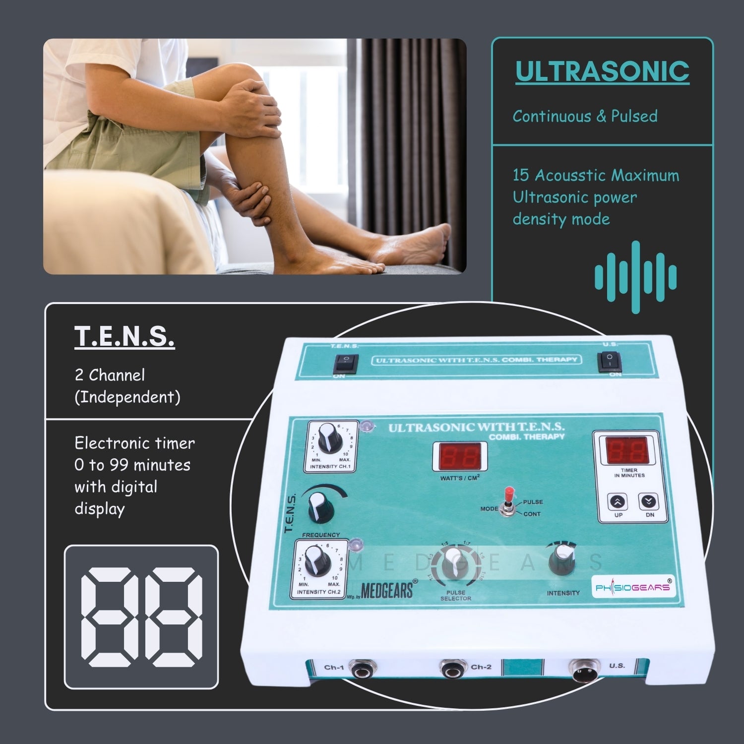 Ultrasonic + Tens 2 Channel